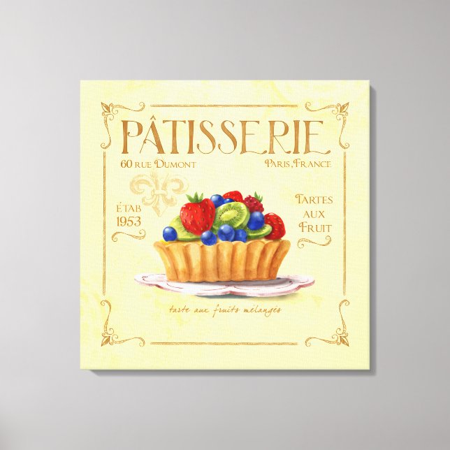 Canvas de decoração da cozinha francesa, Tart Frut (Frente)