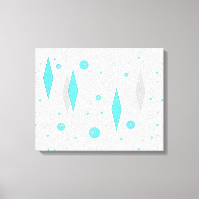 Canvas de Diamante e Starburst de Turquoise Retro (Frente)
