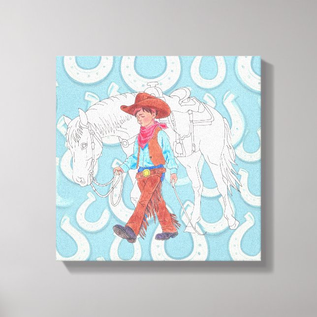 Canvas de estresse Jovem Vaqueiro e Cavalo (Frente)