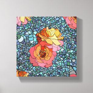 canvas de flores mosaicas