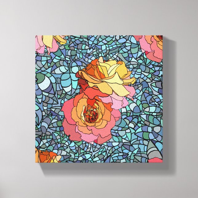 canvas de flores mosaicas (Frente)