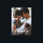 canvas de Fotografias Personalizadas da Família de<br><div class="desc">Imobilize seus momentos familiares queridos com nossa canvas estilizada personalizável, com um script moderno tipo "Família", camada branca. Esta canvas elegante não é apenas uma peça de arte; é uma marca que captura lindamente a essência do amor e da união da sua família. Personalize esta canvas com sua foto favorita...</div>