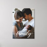 canvas de Fotografias Personalizadas da Família do<br><div class="desc">Imobilize seus momentos familiares queridos com nossa canvas estilada personalizável, apresentando um moderno roteiro "Amor" tipo camada branca. Esta canvas elegante não é apenas uma peça de arte; é uma marca que captura lindamente a essência do amor e da união da sua família. Personalize esta canvas com sua foto favorita...</div>