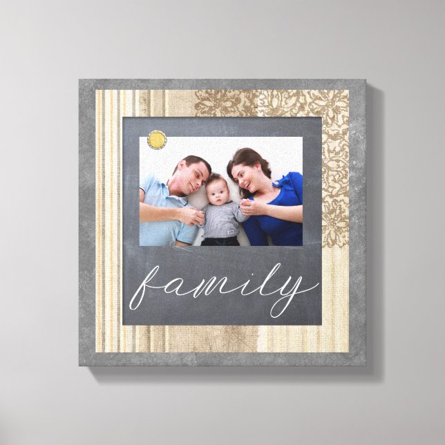 Canvas de fotos da família Chalkboard (Frente)
