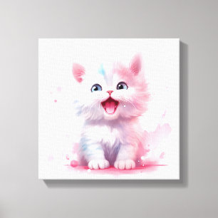 Canvas de Gatinho de Cubo Colorido do Pastel