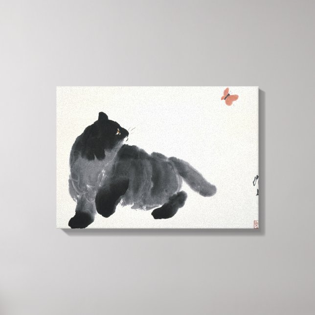 Canvas de gato e borboleta (Frente)