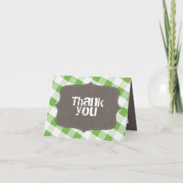 Canvas De Gingham Verde E Branco Obrigado Cartões