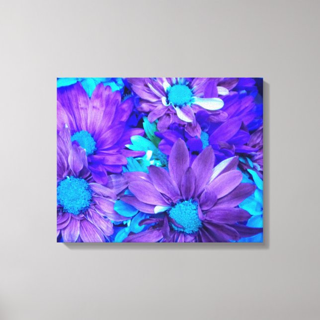 Canvas de Impressão de margaridas roxas N turquesa (Frente)