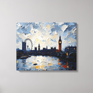 Canvas de Londres Skyline   Impasto de Tinta de Ól