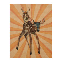 Canvas de madeira da CORUJA da JOVEM CORÇA & do