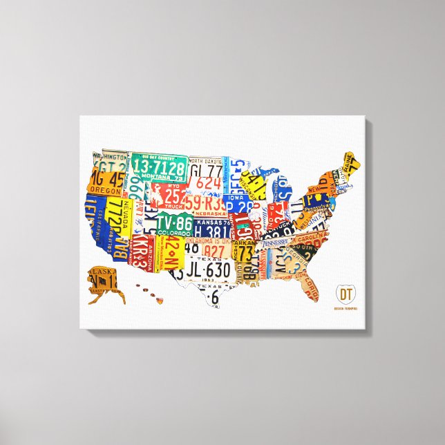 Canvas de Mapa de Placa de Licença dos Estados Uni (Frente)