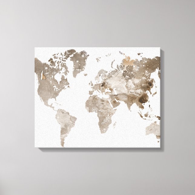 Canvas de Mapa do Mundo de Cores Neutras Extra Gra (Frente)