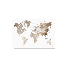 Canvas de Mapa do Mundo de Cores Neutras Extra Gra