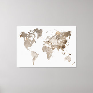 Canvas de Mapa do Mundo de Cores Neutras Extra Gra