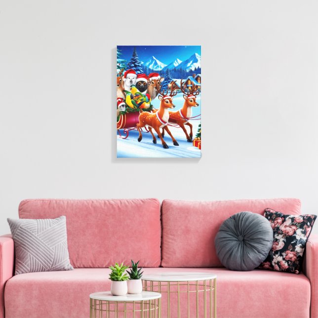 Canvas de Natal dos Animais Letras Art 12" x 16" (Insitu(Sala de estar))