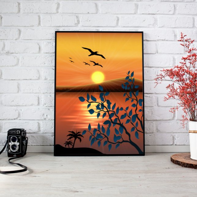 Canvas de Paisagem Sunset (The muted colors and minimalist design make this print the perfect addition to any modern, boho, or )