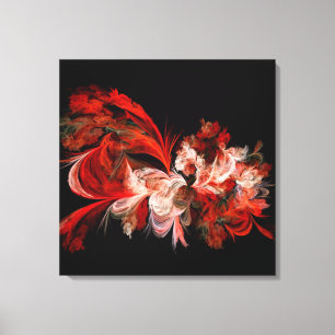 Canvas De Parede Fractal Vermelha E Branca