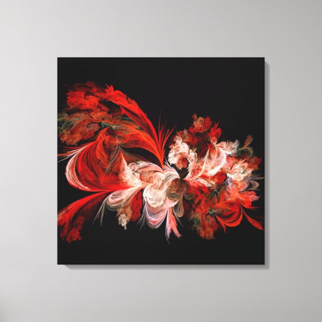 Canvas De Parede Fractal Vermelha E Branca (Frente)