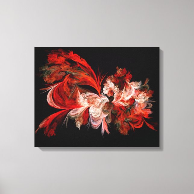 Canvas De Parede Fractal Vermelha E Branca (Frente)