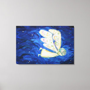 Canvas de Pintura Voadora de Anjo e Bebê (Grande)