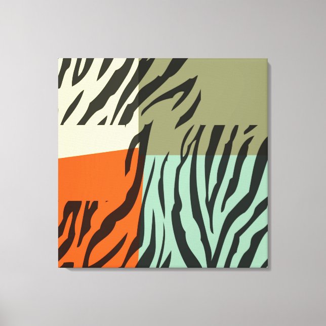 Canvas de Pop de Arte Zebra com Padrão Retroativo (Frente)