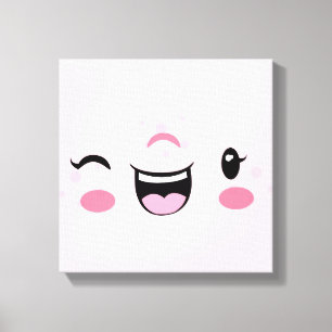 Canvas de rosto de Kawaii, cor-de-rosa
