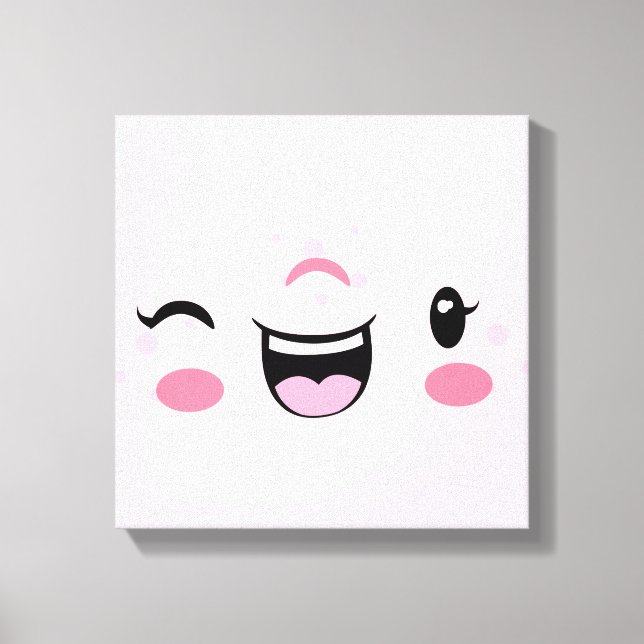 Canvas de rosto de Kawaii, cor-de-rosa (Frente)