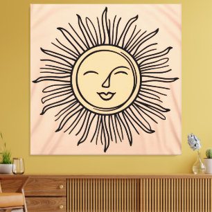 Canvas de Símbolo Sun Minimalista Boho - Espiritu 
