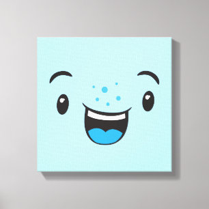 Canvas do rosto de Kawaii sorridente azul