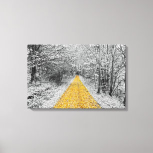 Canvas Dourados do cenário do inverno do trajeto