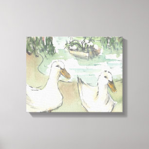 Canvas estendida "Watercolor Sketch/Ducks Paris"