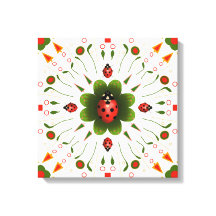 Canvas Esticada Ladybug-tema Impressão de 16" X 16