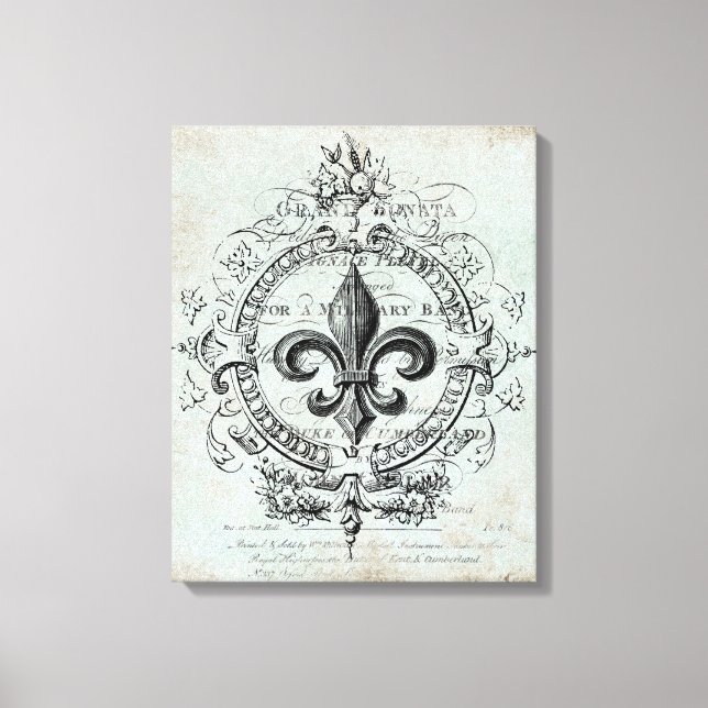 Canvas esticada Vintage French Fleur de Lis (Frente)