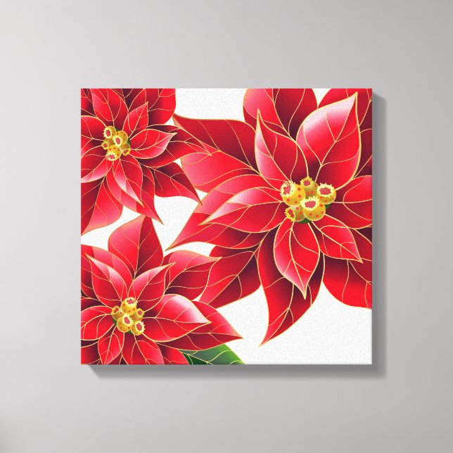 Canvas Feriada - Poinsettias Vermelhas (Frente)