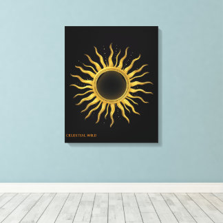 Canvas Golden Solar Eclipse Celestial Wall Art