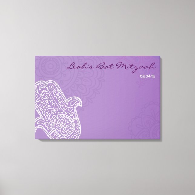 Canvas Hemsa Bat Mitzvah Sign-in Conselho-roxo (Frente)