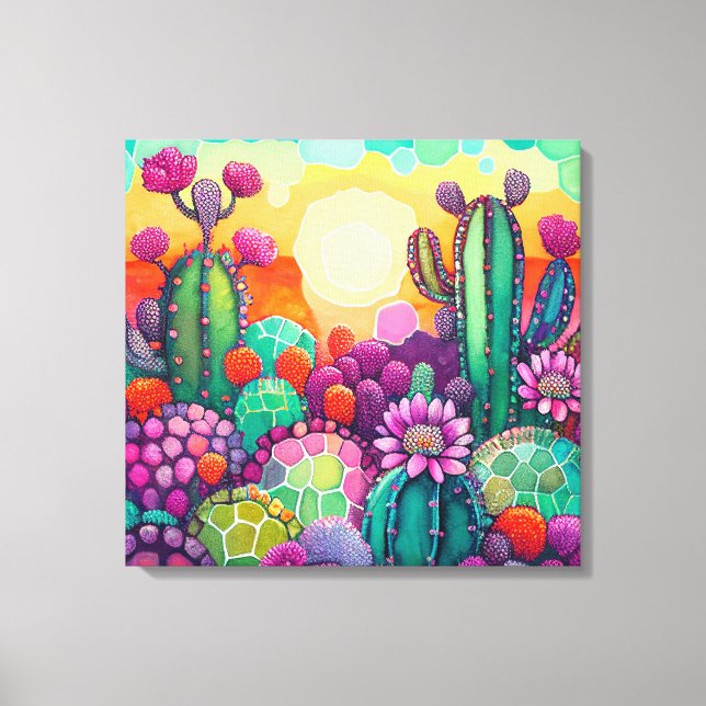 Canvas Impressão : Sunset em Cactus colorido (Frente)