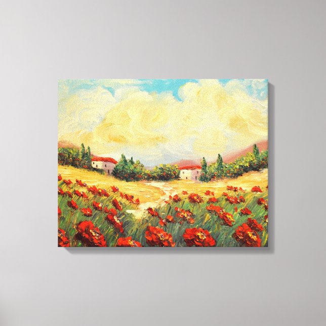 Canvas Impressionista de Poppies Vermelhos Frances (Frente)