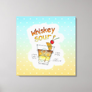 CANVAS IMPRESSORAS - WHISKEY SOUR RECIPE COCKTAIL 