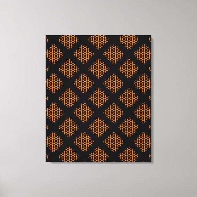 Canvas Laranja, Círculos Retro Pretos e Pontos (Frente)