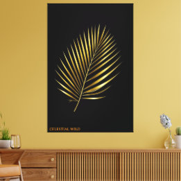 Canvas Majestic Golden Palm Frond Tropical Art