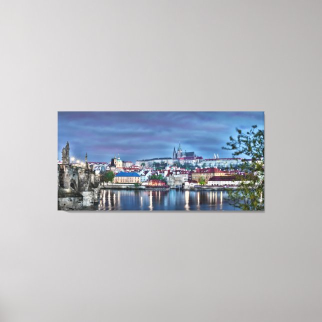 Canvas Noturna do Rio Vltava, Praga Castle (Frente)