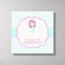 Canvas Pickle Snickelfritz 12x12 - Teal Chevron