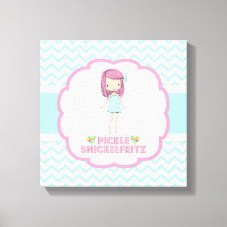 Canvas Pickle Snickelfritz 12x12 - Teal Chevron