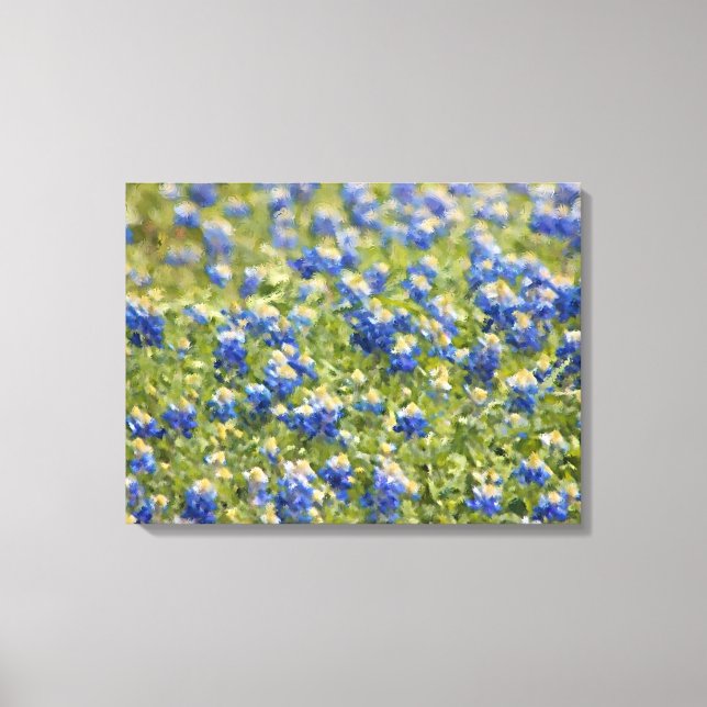 Canvas pintada: Campo de Bluebonnet de Flor Selvag (Frente)