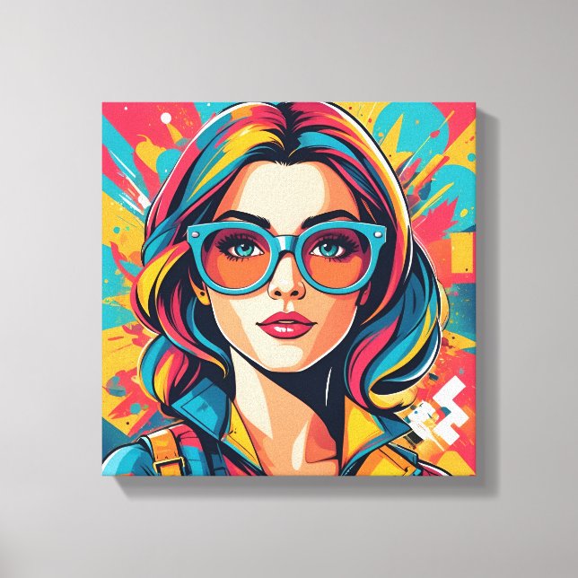 Canvas Pop de Retrato Quadrado Colorido (Frente)