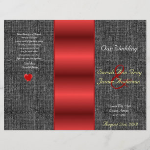Canvas pretas e programa vermelho do casamento do