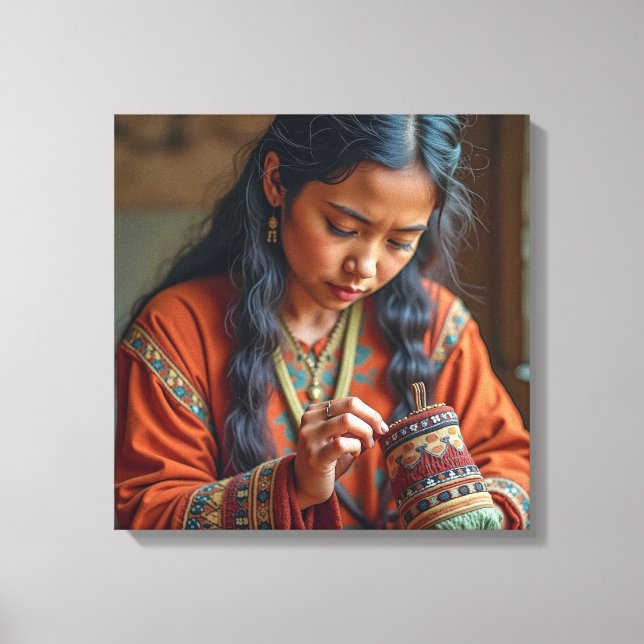 Canvas Print (Beading a Moccasin) (Frente)