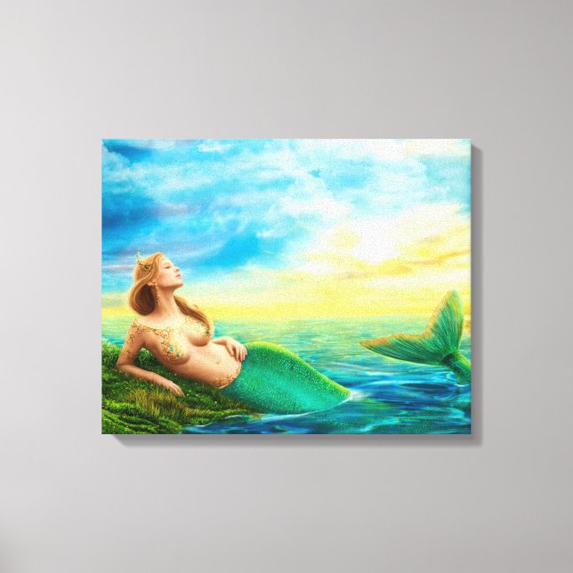 Canvas Print Fantasy sereia no pôr do sol (Frente)