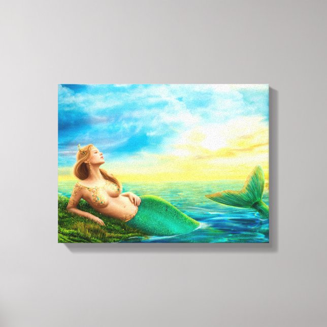 Canvas Print Fantasy sereia no pôr do sol (Frente)